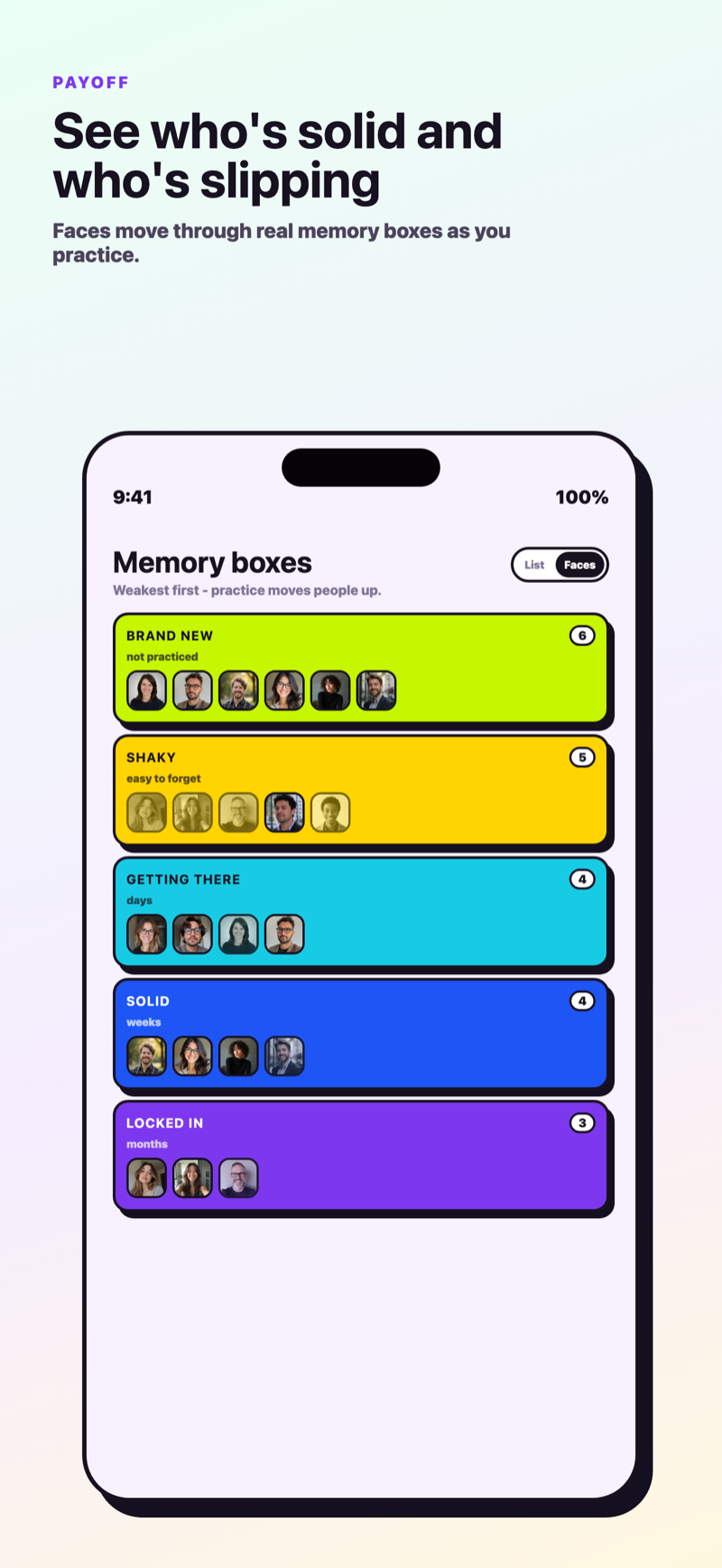 Walk in knowing everyone — Namefinity screen